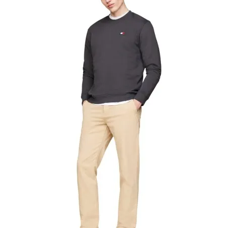 Tommy Jeans – Sweat-shirt à badge régulier – NEW CHARCOAL - TOMMY JEANS