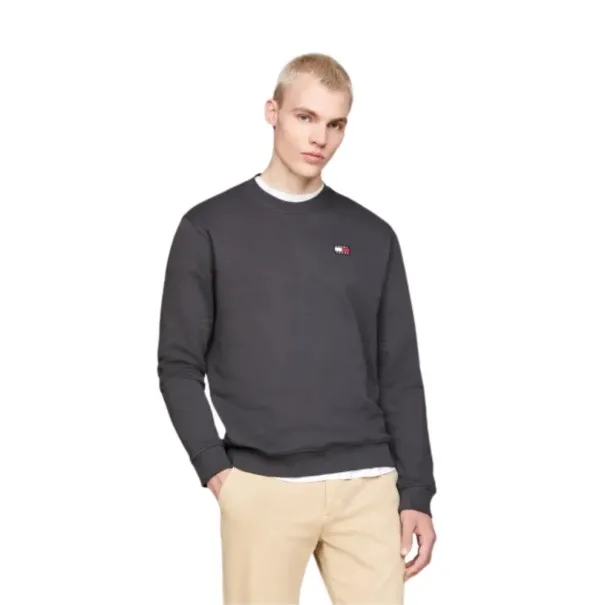 Tommy Jeans – Sweat-shirt à badge régulier – NEW CHARCOAL - TOMMY JEANS