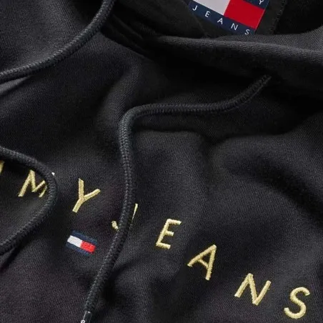 Tommy Jeans – Sweat à capuche avec logo brodé – Noir - TOMMY JEANS