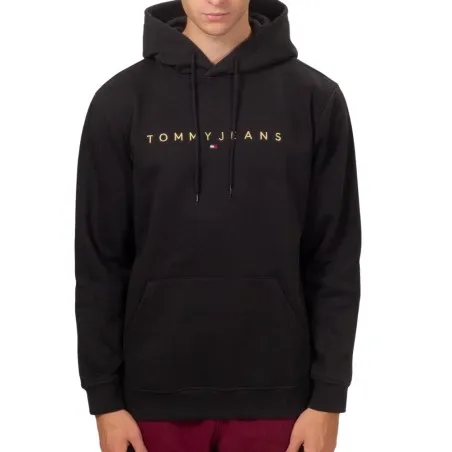 Tommy Jeans – Sweat à capuche avec logo brodé – Noir - TOMMY JEANS