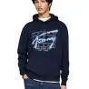 Tommy Jeans – Sweat à capuche à signature graffiti – dark night navy - TOMMY JEANS