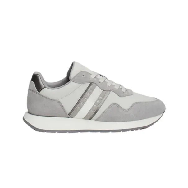 Tommy Jeans – Suede Tonal Runner Trainers – Gris - TOMMY JEANS