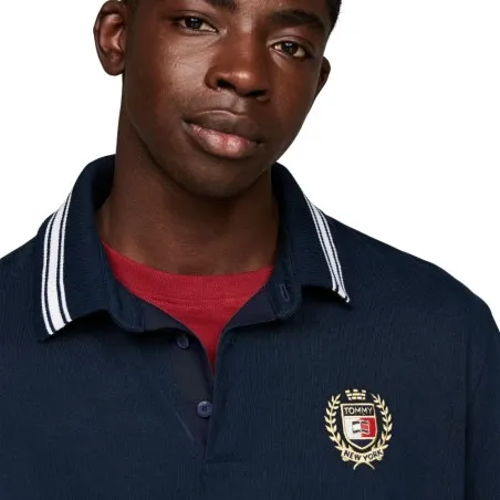 Tommy Jeans – Polo de rugby surdimensionné brodé – DARK NIGHT NAVY - TOMMY JEANS