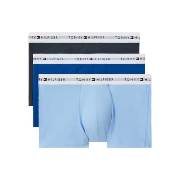 Tommy Jeans – Pack De 3 Calzoncillos Trunk Essential – Bleu Bleu Ciel Noir - TOMMY JEANS