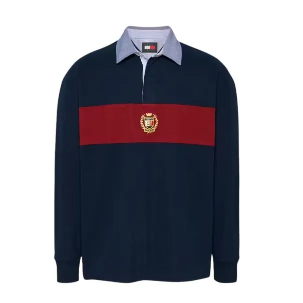 Tommy Jeans – Maillot de rugby oversize à blocs de couleurs – DARK NIGHT NAVY - TOMMY JEANS