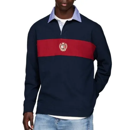 Tommy Jeans – Maillot de rugby oversize à blocs de couleurs – DARK NIGHT NAVY - TOMMY JEANS