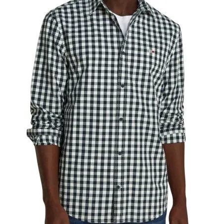 Tommy Jeans – Chemise Tommy Jeans Popeline à carreaux pour homme – Noir - TOMMY JEANS