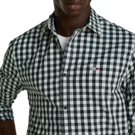 Tommy Jeans – Chemise Tommy Jeans Popeline à carreaux pour homme – Noir - TOMMY JEANS
