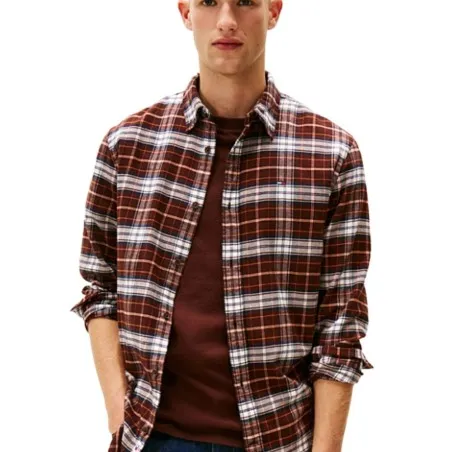 Tommy Jeans – Chemise Oxford en coton à carreaux – Marron - TOMMY JEANS