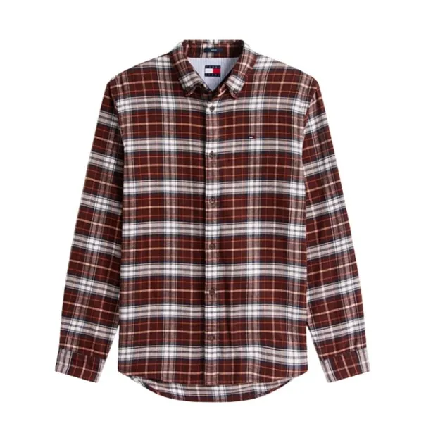 Tommy Jeans – Chemise Oxford en coton à carreaux – Marron - TOMMY JEANS