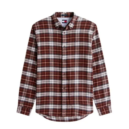 Tommy Jeans – Chemise Oxford en coton à carreaux – Marron - TOMMY JEANS
