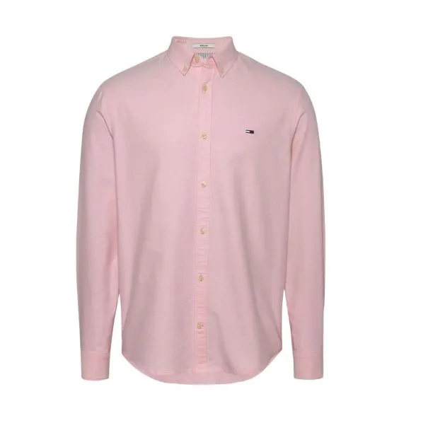 Tommy Jeans – Chemise Oxford coupe standard à écusson – Rose - TOMMY JEANS