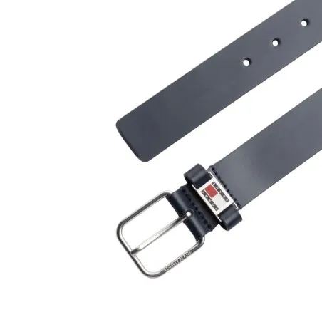 Tommy Jeans – Ceinture Scanton en cuir à passant en métal – Bleu - TOMMY JEANS