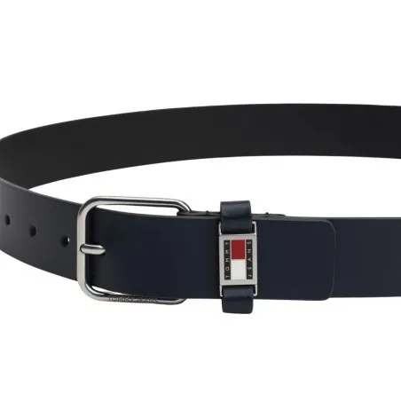 Tommy Jeans – Ceinture Scanton en cuir à passant en métal – Bleu - TOMMY JEANS