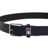 Tommy Jeans – Ceinture Scanton en cuir à passant en métal – Bleu - TOMMY JEANS