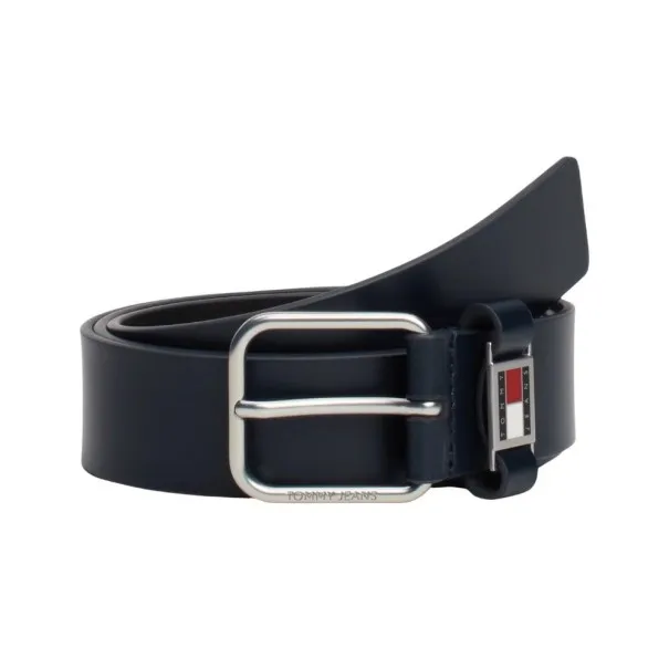 Tommy Jeans – Ceinture Scanton en cuir à passant en métal – Bleu - TOMMY JEANS