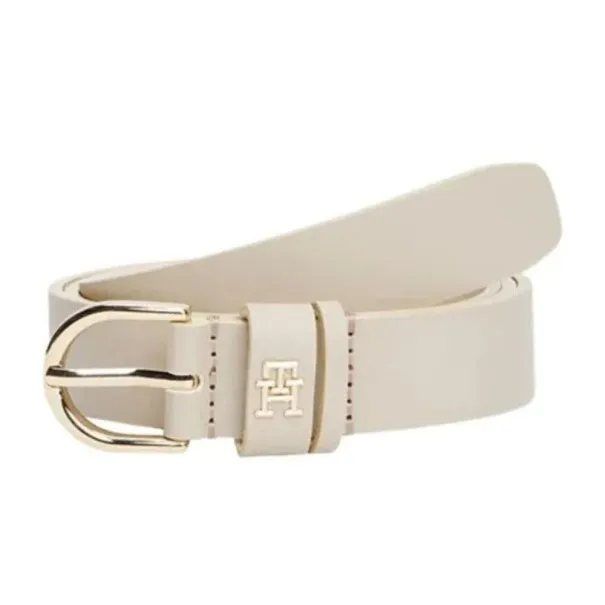 Tommy Jeans – Ceinture Essential en cuir emblématique – Beige - TOMMY JEANS