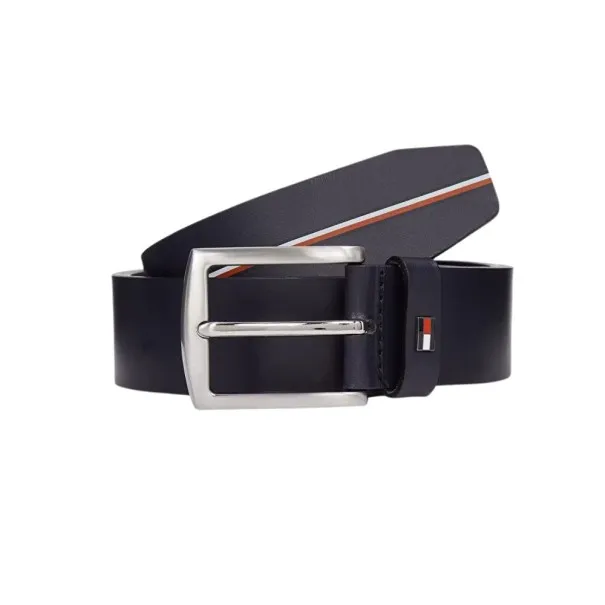 Tommy Jeans – Ceinture en cuir lisse – Bleu Marine - TOMMY JEANS
