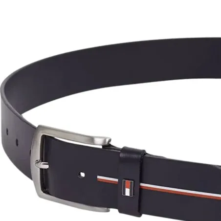 Tommy Jeans – Ceinture en cuir lisse – Bleu Marine - TOMMY HILFIGER
