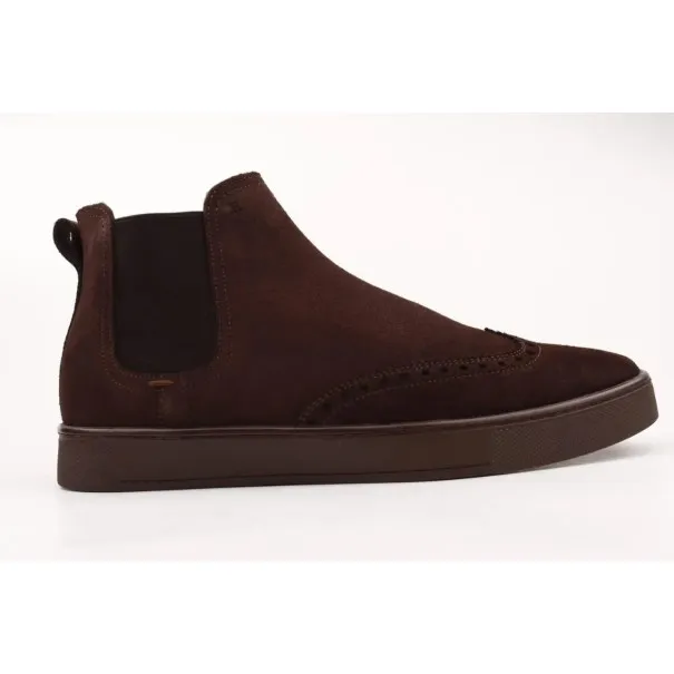 Bottines pour hommes - ROMANO SICARI - Daim Marron - Lacets et Zip