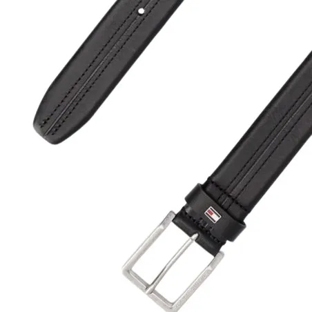 Tommy Jeans – Ceinture en cuir avec drapeau émaillé – Noir - TOMMY JEANS