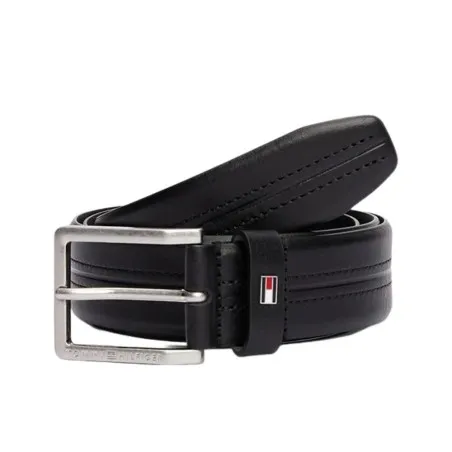 Tommy Jeans – Ceinture en cuir avec drapeau émaillé – Noir - TOMMY JEANS