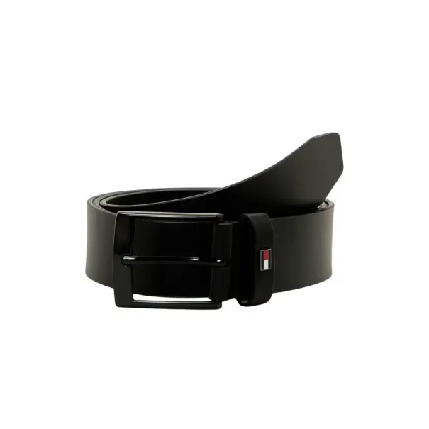 Tommy Jeans – Ceinture en cuir à drapeau en émail – Noir - TOMMY JEANS