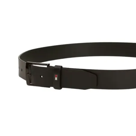 Tommy Jeans – Ceinture en cuir à drapeau en émail – Noir - TOMMY JEANS