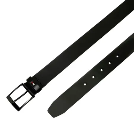 Tommy Jeans – Ceinture en cuir à drapeau en émail – Noir - TOMMY JEANS