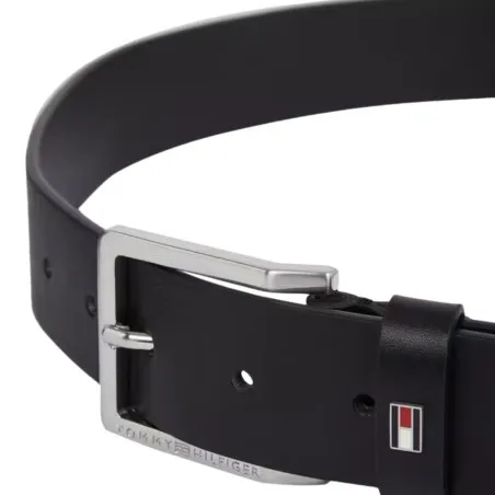 Tommy Jeans – Ceinture ajustable en cuir à boucle carrée – Noir - TOMMY JEANS