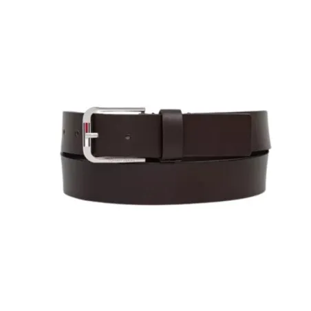 TOMMY JEANS- Ceinture en cuir à boucle carrée – marron foncé - TOMMY JEANS