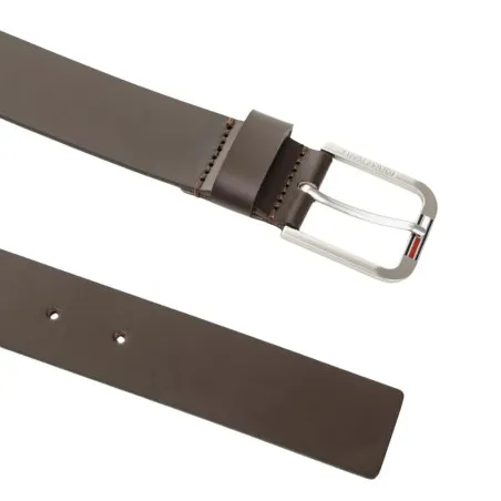 TOMMY JEANS- Ceinture en cuir à boucle carrée – marron foncé - TOMMY JEANS