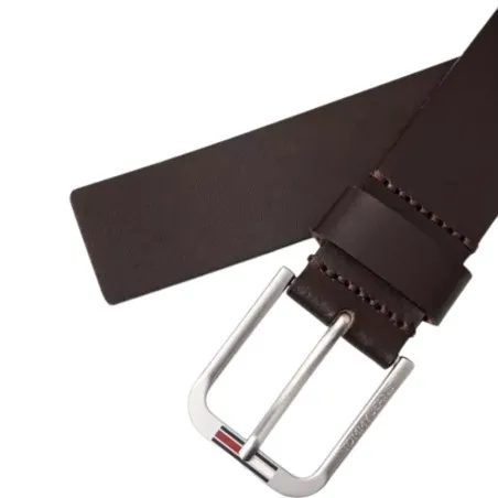 TOMMY JEANS- Ceinture en cuir à boucle carrée – marron foncé - TOMMY JEANS
