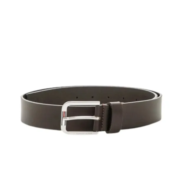 TOMMY JEANS- Ceinture en cuir à boucle carrée – marron foncé - TOMMY JEANS
