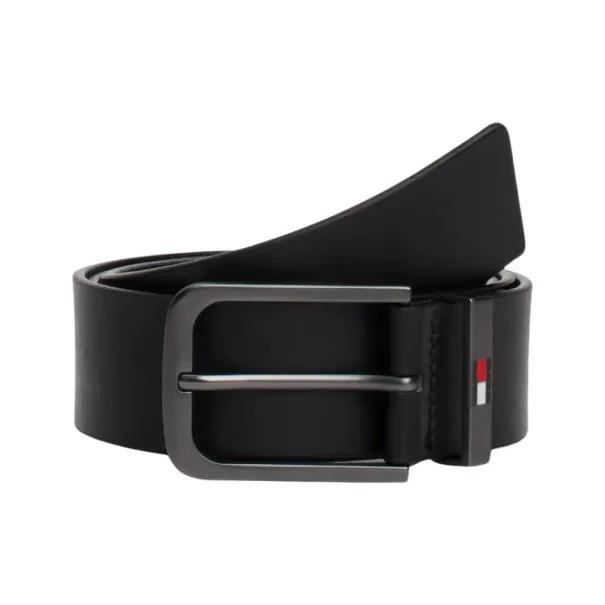 TOMMY JEANS- Ceinture en cuir à logo en émail – Noir - TOMMY HILFIGER