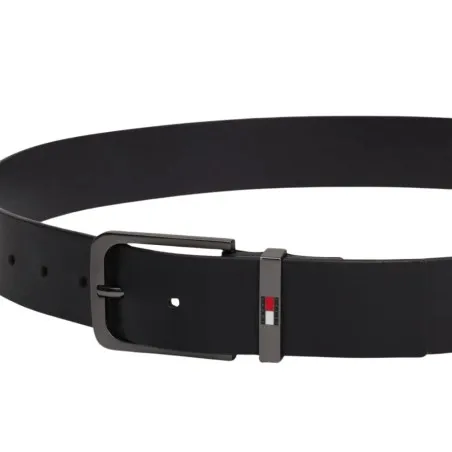 TOMMY JEANS- Ceinture en cuir à logo en émail – Noir - TOMMY HILFIGER