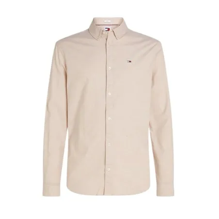 TOMMY JEANS – Chemise en coton biologique beige unie avec une coupe slim et un col français – Beige - TOMMY JEANS