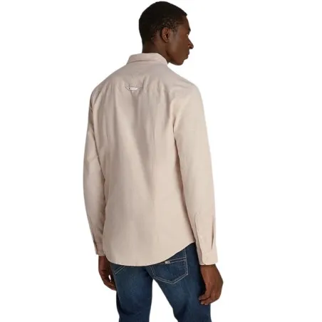 TOMMY JEANS – Chemise en coton biologique beige unie avec une coupe slim et un col français – Beige - TOMMY JEANS