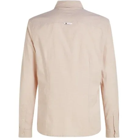 TOMMY JEANS – Chemise en coton biologique beige unie avec une coupe slim et un col français – Beige - TOMMY JEANS