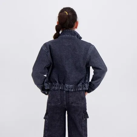 Zipped cropped jacket fille avec bas élastique - KONTAKT