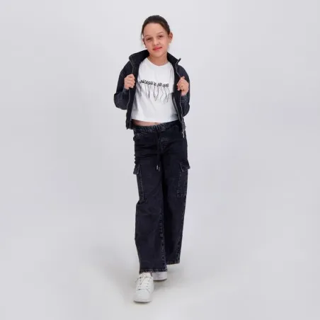 Zipped cropped jacket fille avec bas élastique - KONTAKT