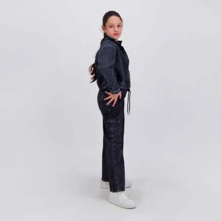 Zipped cropped jacket fille avec bas élastique - KONTAKT