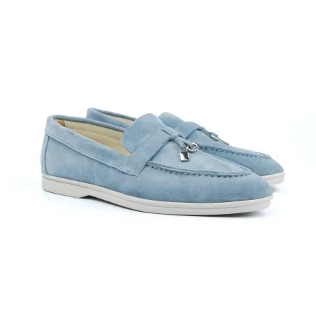 Mocassin Femme MAKEBA  PIANA / DAIM BLEU CIEL - MAKEBA