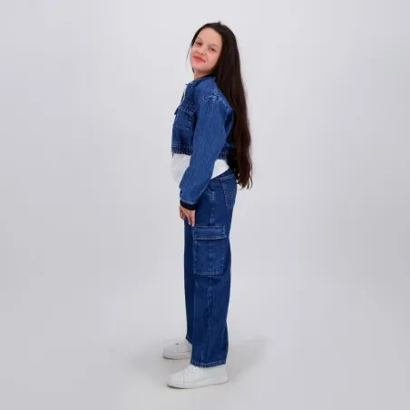 Workwear cropped jacket fille en jeans - KONTAKT