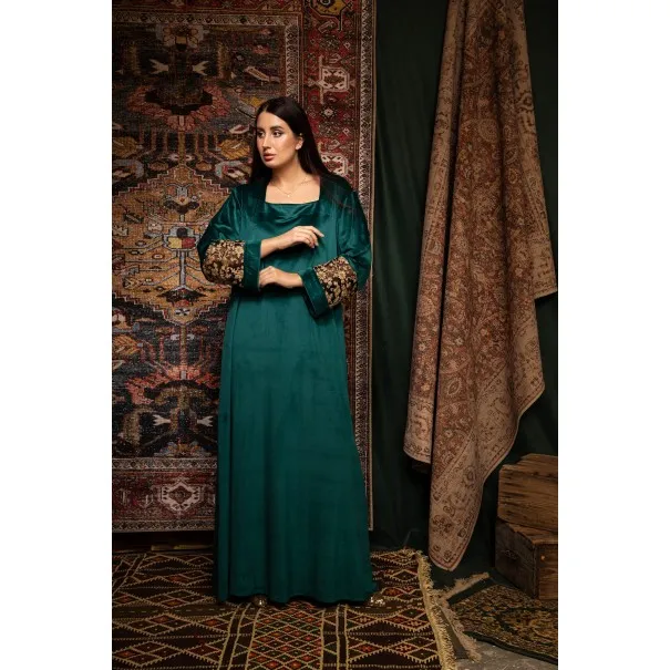 Kaftan Jumana Vert - Tresors de mimi