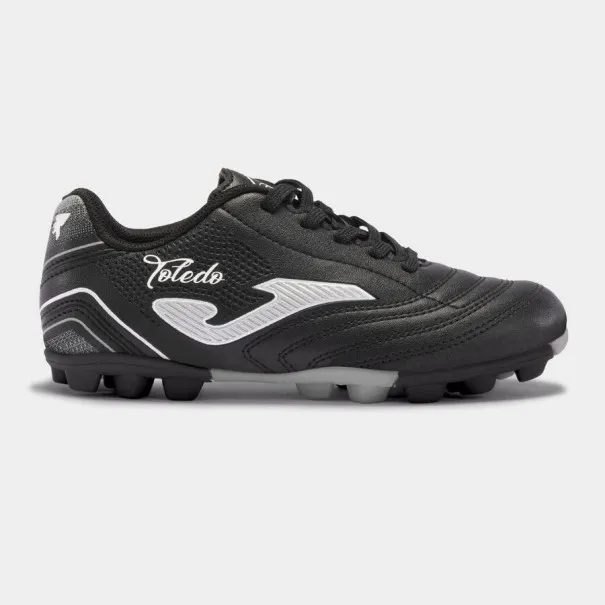 Chaussures de football enfants JOMA TOLEDO JR 2401 NOIR BLANC SOL DUR - JOMA