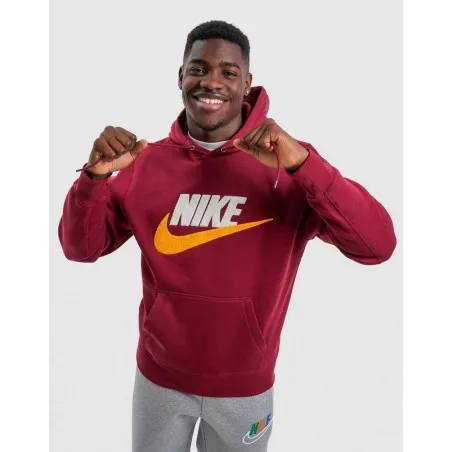 Nike Club Fleece Sweatshirt Homme Bordeaux Jaune - NIKE