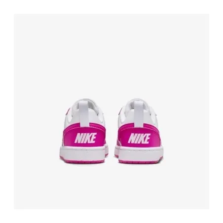 Nike COURT BOROUGH LOW RECRAFT (GS) Blanc/Fuchsia Laser - NIKE