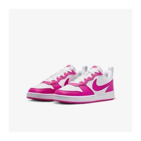 Nike COURT BOROUGH LOW RECRAFT (GS) Blanc/Fuchsia Laser - NIKE