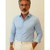Chemise Homme Angelo Ricci Regular Fit en Popeline Rayée - Bleu Clair et Blanc - Angelo Ricci